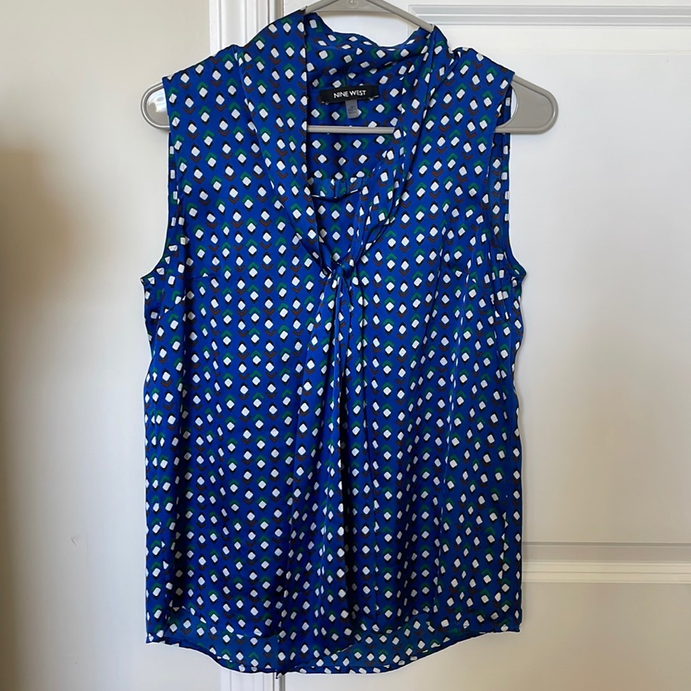 Nine West Satin Royal Blue Blouse S